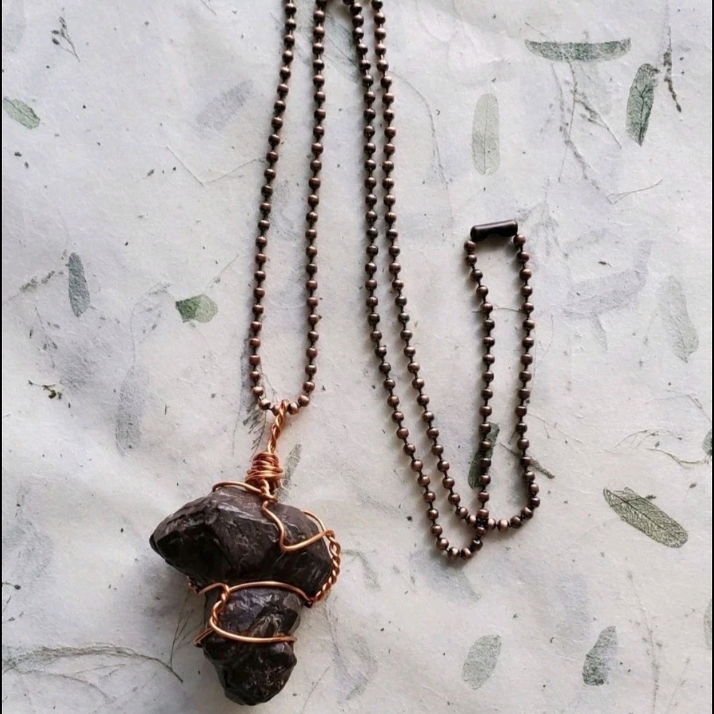 Handmade Rare Prophecy Stone Wire Wrapped Necklace